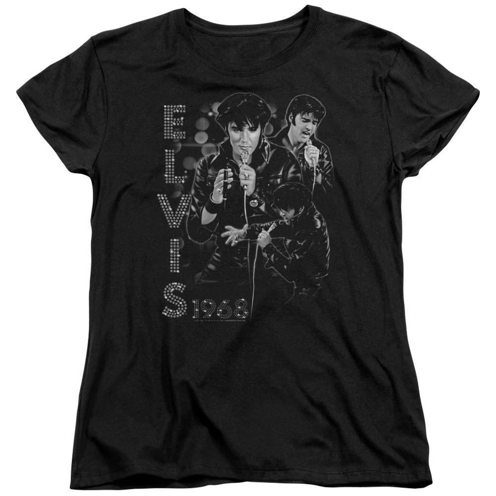 Elvis Presley Leathered Classic Womens T-Shirt Black